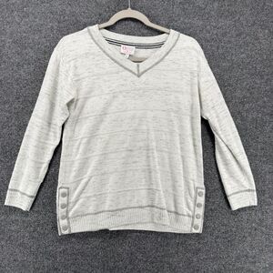 Oprah Magazine Talbots Sweater Petite PS Gray Pullover V-Neck Preppy Old Money